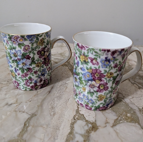 Vintage ENGLAND / Taylor & Kent / Elizabethan Chintz Cup Set of 2 - Picture 7 of 7